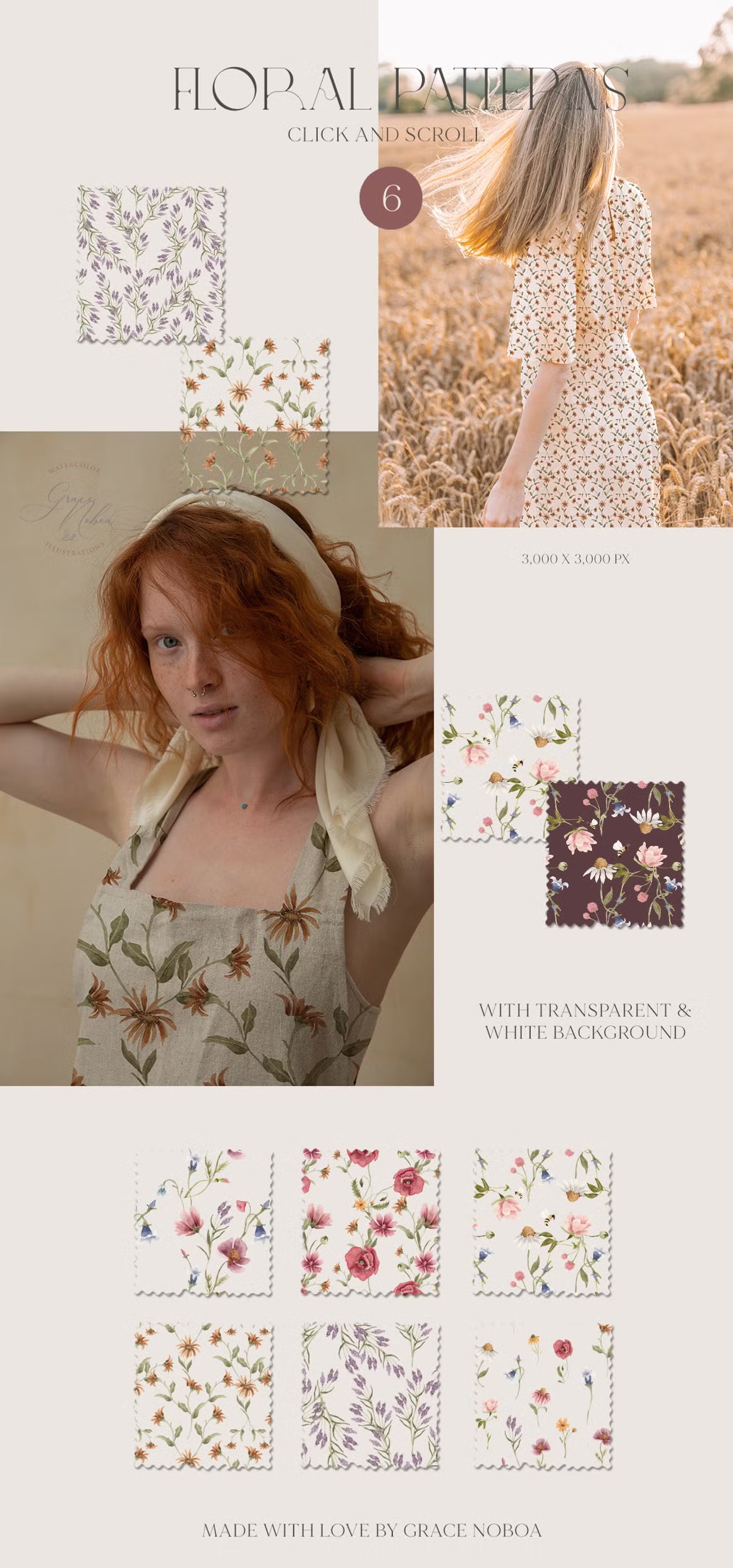 Wildflower Whimsical Tiny Bright florals clipart