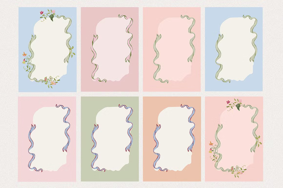 Hand-drawn quirky colorful whimsy wildflowers