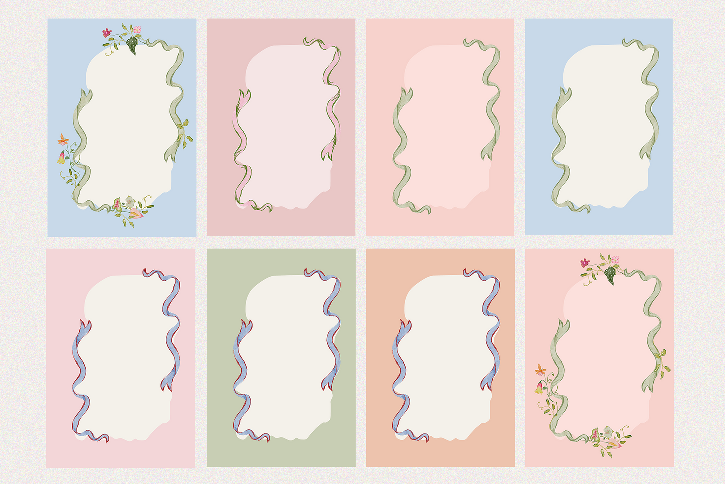 Watercolor quirky and whimsical summer spring flowers for fun and colorful stationary