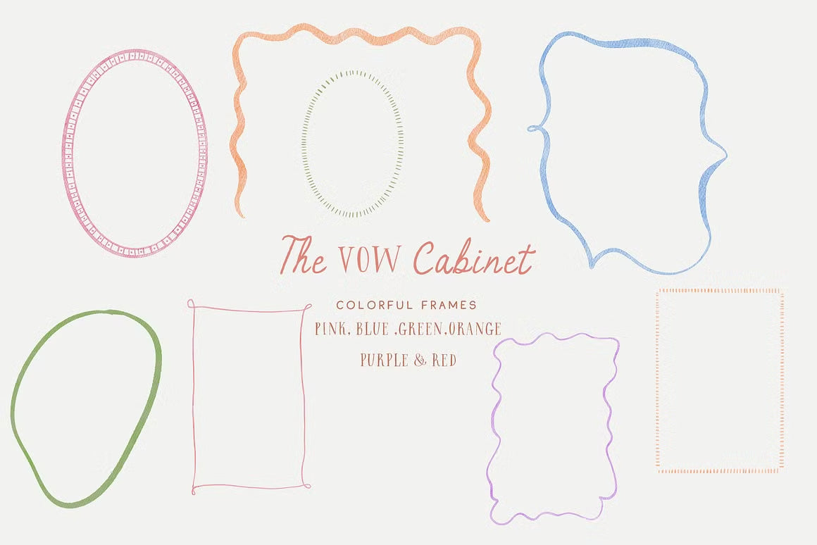 Handmade summer spring quirky icons dolce vita whimsical wedding cliparts