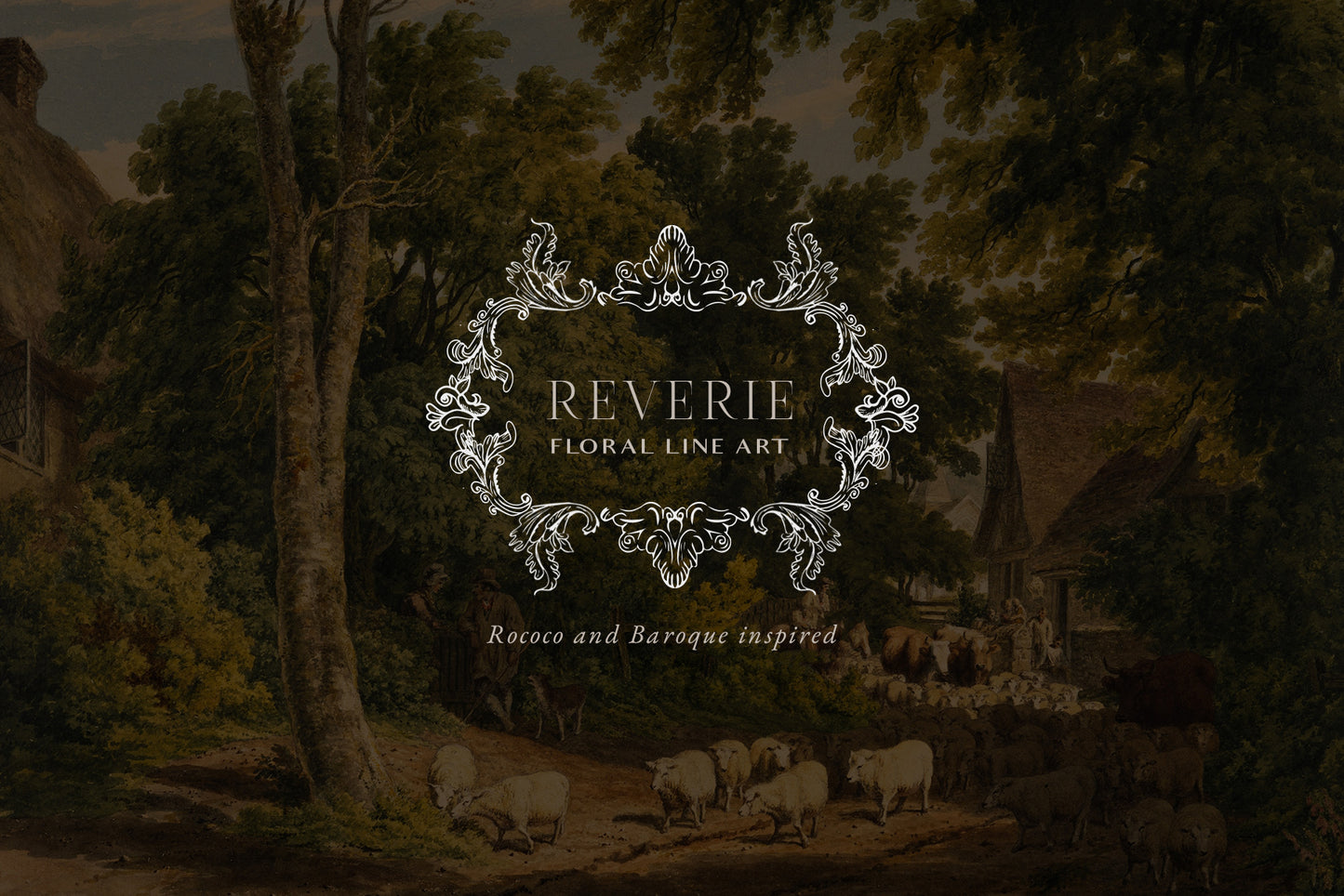 Blue Victorian Vintage Fine Line Art vector clipart