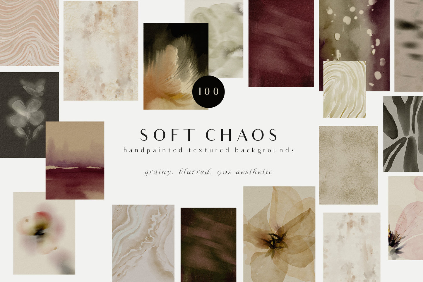 Organic Grainy Blurred textured backgrounds and moody posters for home decor