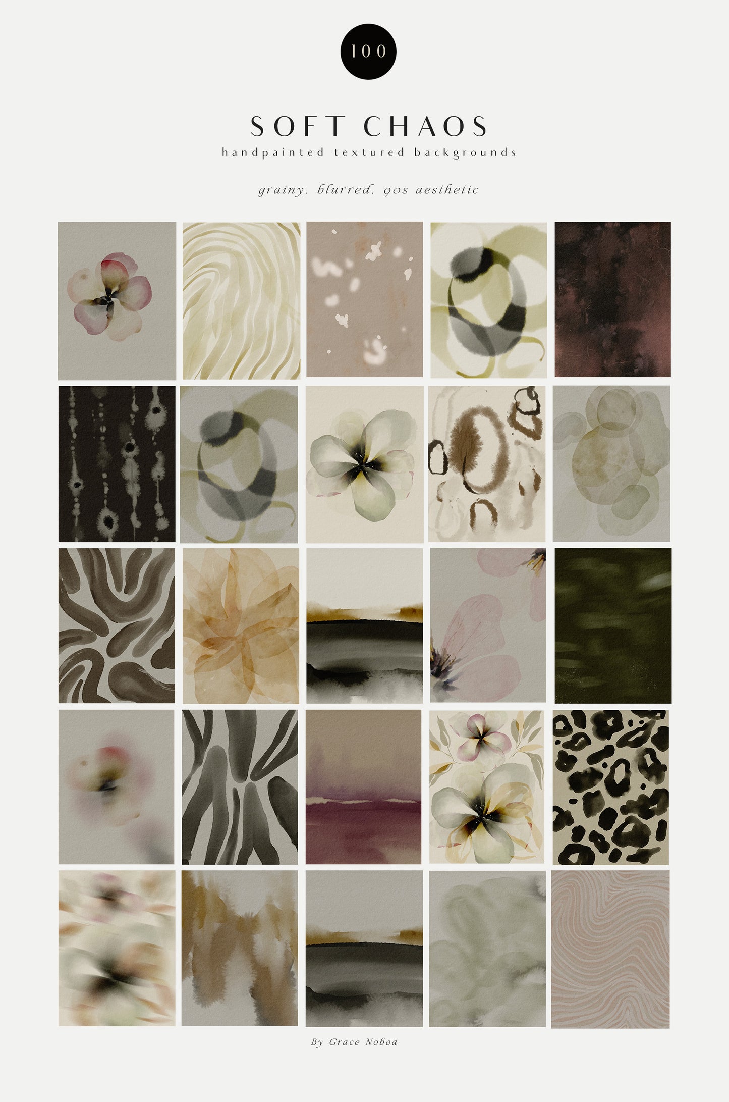 Organic Grainy Blurred textured backgrounds and moody posters for home decor