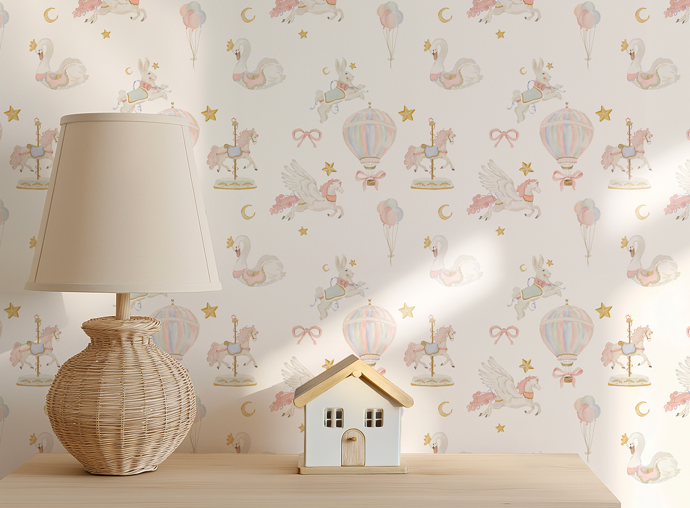 Watercolor Carousel pattern for kids, textile, wallpapers,backgrounds