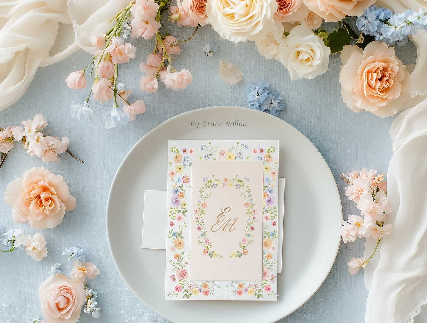 Spring summer pastel flowers clipart