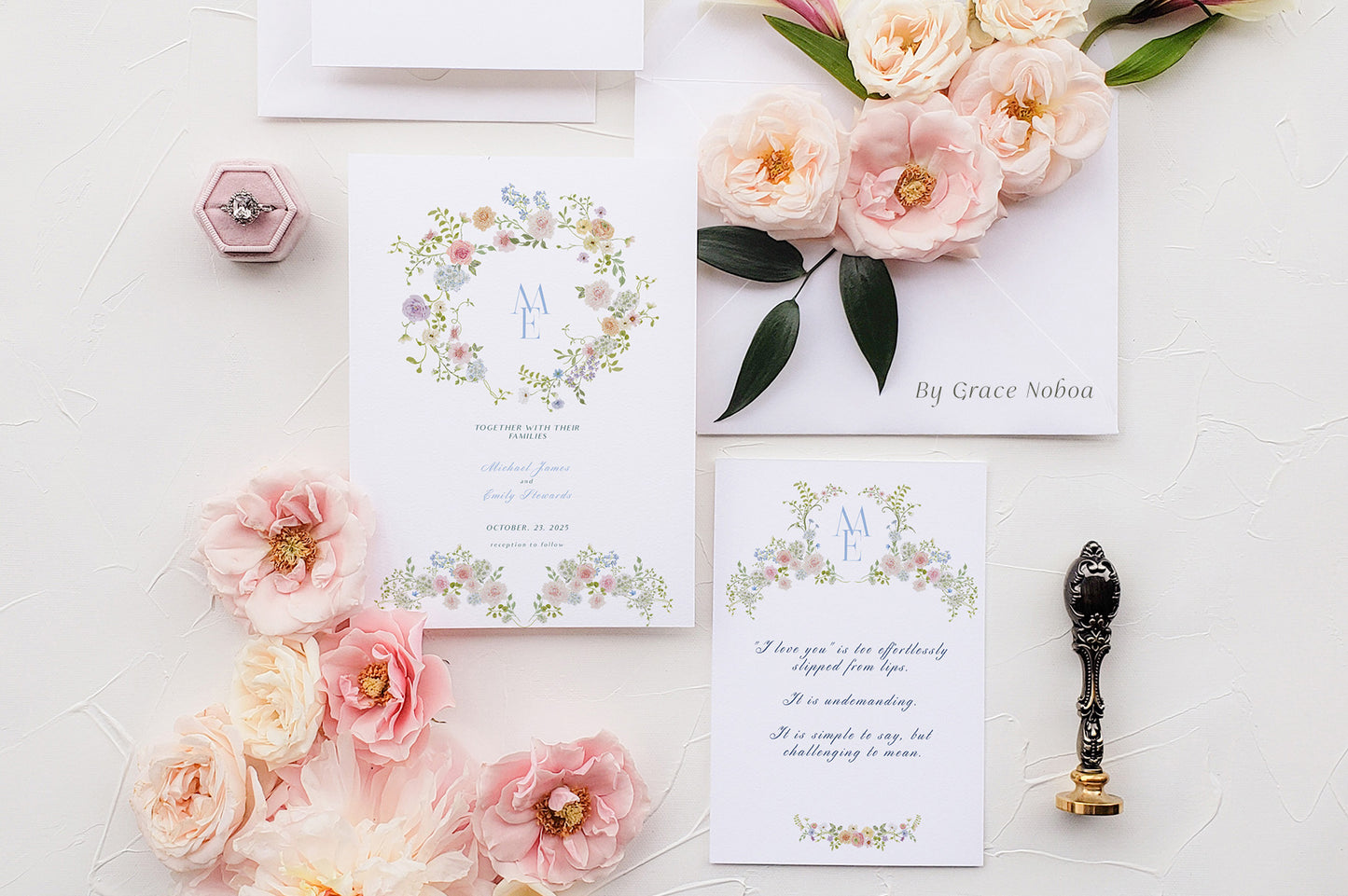 Spring summer pastel flowers clipart