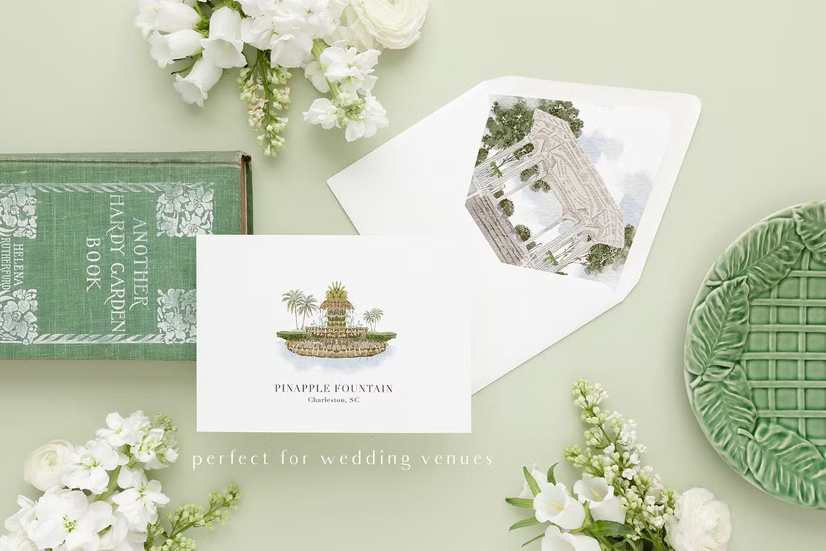 Watercolor Charleston clipart illustrations for wedding invites barchelotte wedding venue
