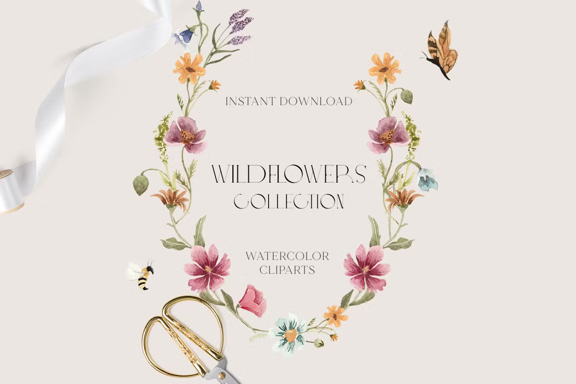 Wildflower Whimsical Tiny Bright florals clipart