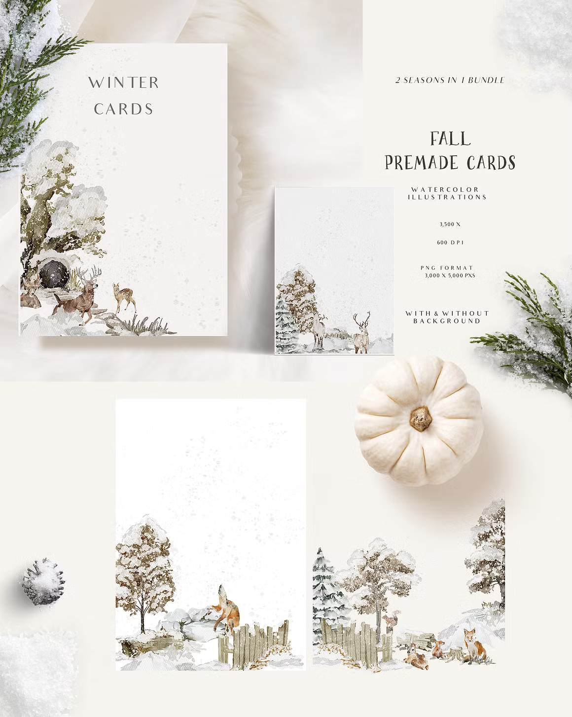 Fall & Winter Woodland Animals set for kids and childrens cliparts