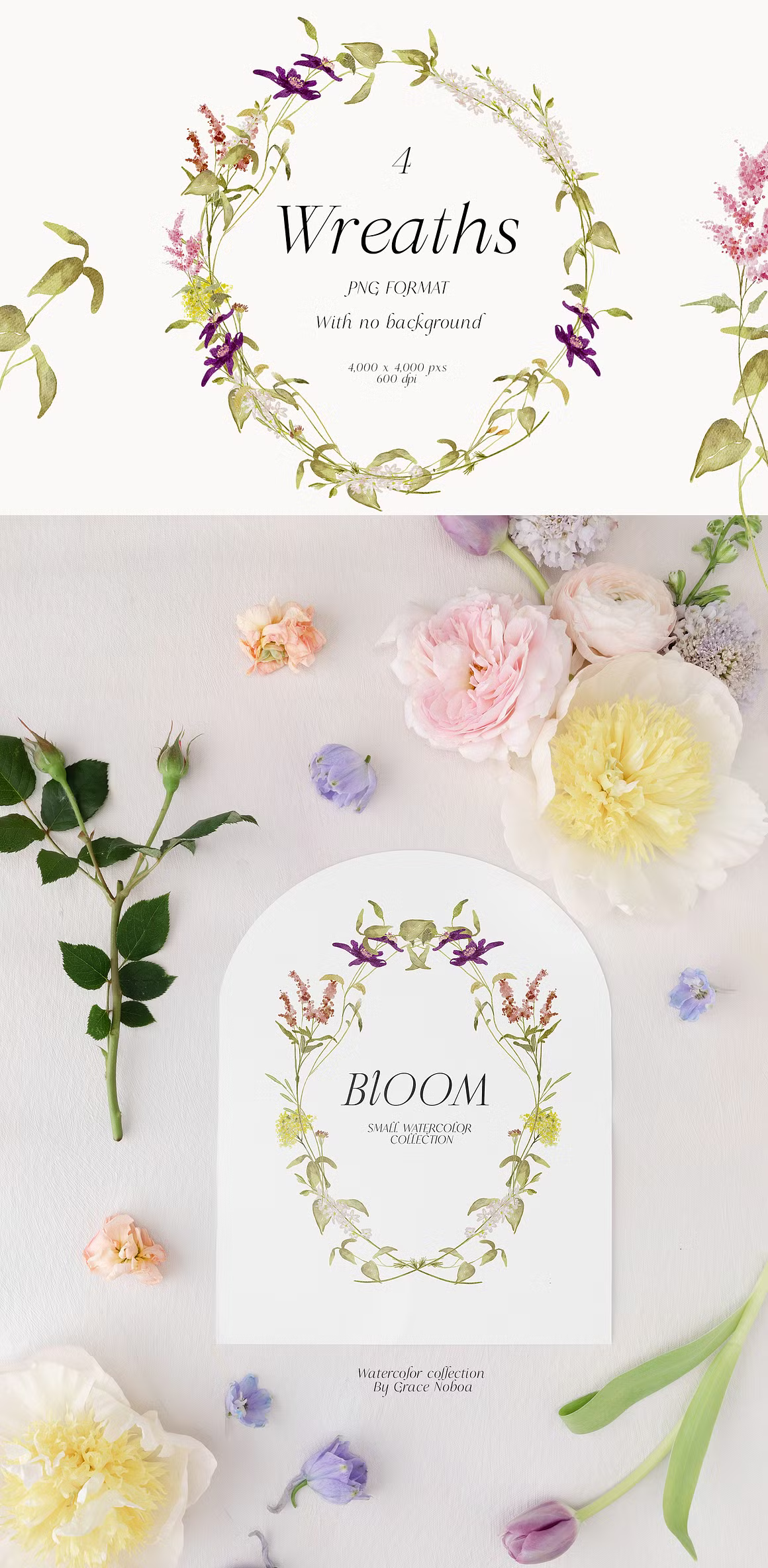 Wildflower spring watercolor floral clipart