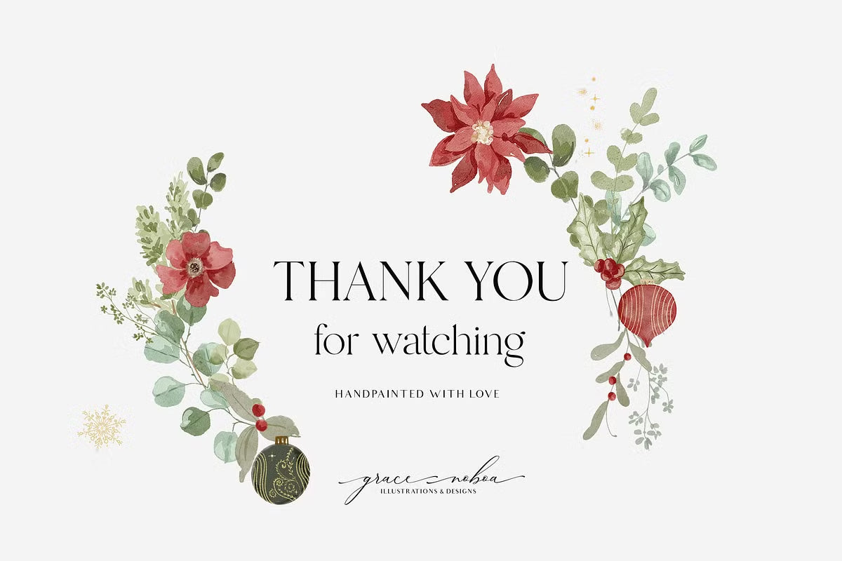 Christmas Floral watercolor graphic clipart