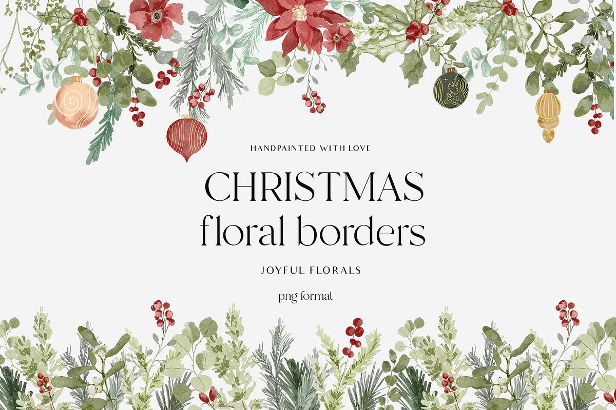 Christmas Floral watercolor graphic clipart