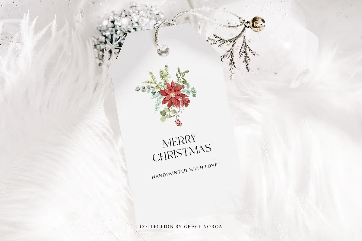 Christmas Floral watercolor graphic clipart